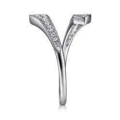 Best Gabriel & Co. 14K White Gold Diamond Pave Bypass Open Ring