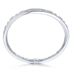 Online Gabriel & Co. 18K White Gold Diamond Pave Bypass Bangle with Geometric Stations