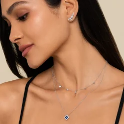 Clearance Gabriel & Co. 14K White Gold Diamond Pave Clover Drop Necklace