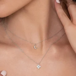 Online Gabriel & Co. 14K White Gold Diamond Pave Crescent Moon Pendant Necklace