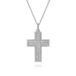 Hot Gabriel & Co. 18K White Gold Diamond Pave Cross Pendant Necklace