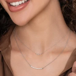 Outlet Gabriel & Co. 14K White Gold Diamond Pave Curved Bar Necklace