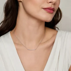 Outlet Gabriel & Co. 14K White Gold Diamond Pave Curved Bar Necklace