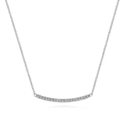 Outlet Gabriel & Co. 14K White Gold Diamond Pave Curved Bar Necklace