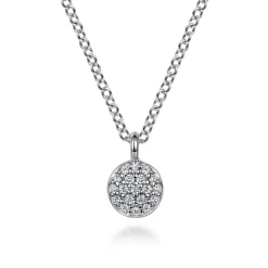 Clearance Gabriel & Co. 14K White Gold Diamond Pave Disk Pendant Necklace