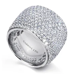 Clearance Gabriel & Co. 18K White Gold Diamond Pave Domed Ring