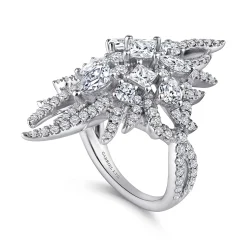 Gabriel & Co. 18K White Gold Diamond Pave Oval Sunburst Statement Ring