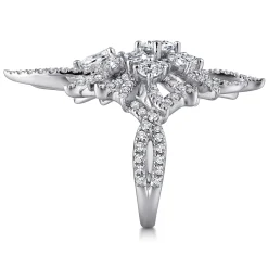 Gabriel & Co. 18K White Gold Diamond Pave Oval Sunburst Statement Ring