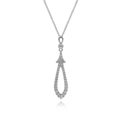 Gabriel & Co. 14K White Gold Diamond Pave Teardrop Pendant Necklace