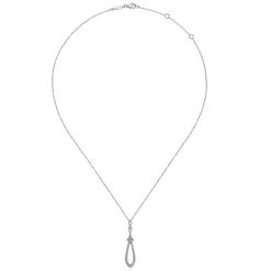 Gabriel & Co. 14K White Gold Diamond Pave Teardrop Pendant Necklace