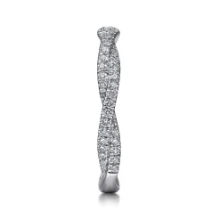 New Gabriel & Co. 14K White Gold Diamond Pave Twisted Stackable Band
