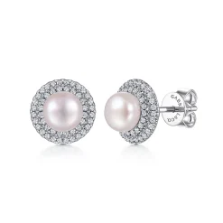 New Gabriel & Co. 14K White Gold Diamond Pearl Earrings