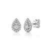 New Gabriel & Co. 14K White Gold Diamond Pear Shape Pave Stud Earrings