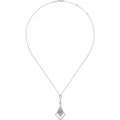 New Gabriel & Co. 14K White Gold Diamond Rhombus Pendant Necklace