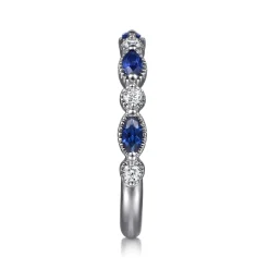Outlet Gabriel & Co. 14K White Gold Diamond Sapphire Anniversary Band - 0.15 ct