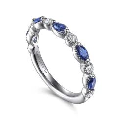 Outlet Gabriel & Co. 14K White Gold Diamond Sapphire Anniversary Band - 0.15 ct