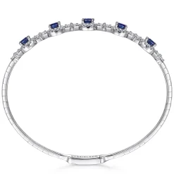 Gabriel & Co. 14K White Gold Diamond Sapphire Bangle