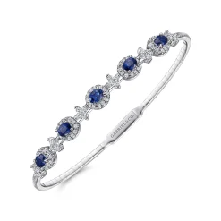 Gabriel & Co. 14K White Gold Diamond Sapphire Bangle