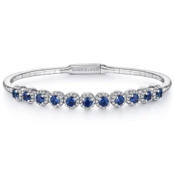 Outlet Gabriel & Co. 14K White Gold Diamond Sapphire Bangle
