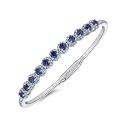 Outlet Gabriel & Co. 14K White Gold Diamond Sapphire Bangle