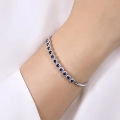 Outlet Gabriel & Co. 14K White Gold Diamond Sapphire Bangle