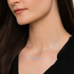New Gabriel & Co. 14K White Gold Diamond Sapphire Necklace