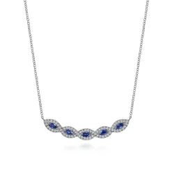 New Gabriel & Co. 14K White Gold Diamond Sapphire Necklace