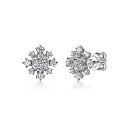 Sale Gabriel & Co. 14K White Gold Diamond Snowflake Stud Earrings