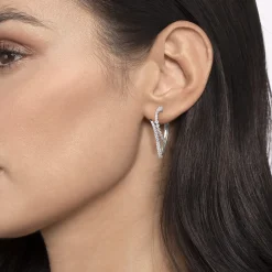 Sale Gabriel & Co. 14K White Gold Diamond Spike Bypass Hoop Earrings