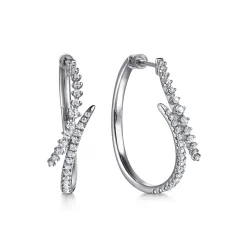 Sale Gabriel & Co. 14K White Gold Diamond Spike Bypass Hoop Earrings