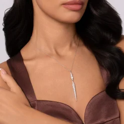Best Gabriel & Co. 14K White Gold Diamond Spike Drop Pendant Necklace