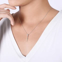 Gabriel & Co. 14K White Gold Diamond Spike Pendant Drop Necklace