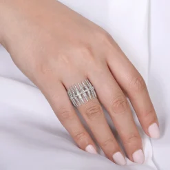 Discount Gabriel & Co. 18K White Gold Diamond Spike Wide Band Ring