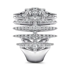 Discount Gabriel & Co. 18K White Gold Diamond Spike Wide Band Ring