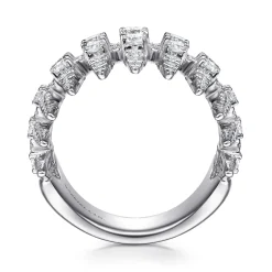 Discount Gabriel & Co. 18K White Gold Diamond Spike Wide Band Ring