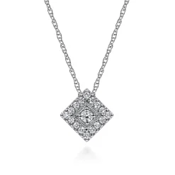 Outlet Gabriel & Co. 14K White Gold Diamond Square Pendant Necklace