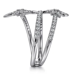 Clearance Gabriel & Co. 14K White Gold Diamond Starburst Wrap Ladies Ring