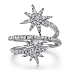 Clearance Gabriel & Co. 14K White Gold Diamond Starburst Wrap Ladies Ring