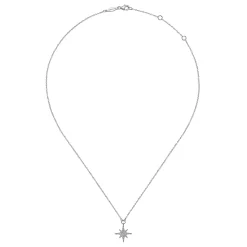 New Gabriel & Co. 14K White Gold Diamond Starburst Pendant Necklace