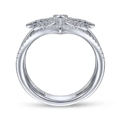 Hot Gabriel & Co. 14K White Gold Diamond Starburst Chevron Statement Ring
