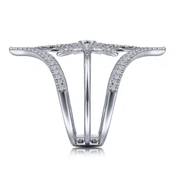 Hot Gabriel & Co. 14K White Gold Diamond Starburst Chevron Statement Ring