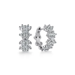 Best Gabriel & Co. 14K White Gold Diamond Starburst Huggie Earrings