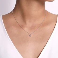 Discount Gabriel & Co. 14K White Gold Diamond Star Pendant Necklace