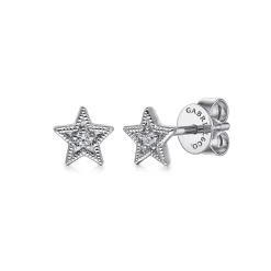 Discount Gabriel & Co. 14K White Gold Diamond Star Shape Stud Earrings