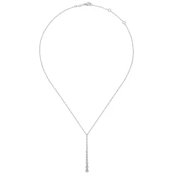 New Gabriel & Co. 14K White Gold Diamond Station Bar Pendant Necklace