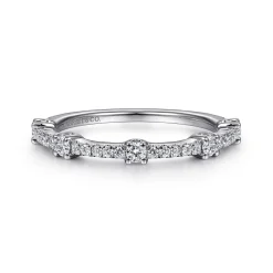 Online Gabriel & Co. 14K White Gold Diamond Station Stackable Ring