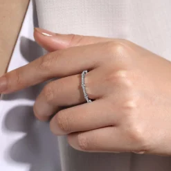 Online Gabriel & Co. 14K White Gold Diamond Station Stackable Ring