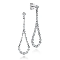 Hot Gabriel & Co. 14K White Gold Diamond Stud Drop Earrings