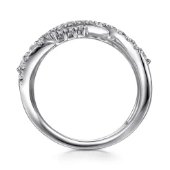 Gabriel & Co. 14K White Gold Diamond Swirl Bypass Ring