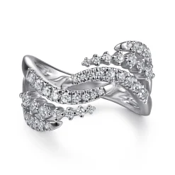 Gabriel & Co. 14K White Gold Diamond Swirl Bypass Ring